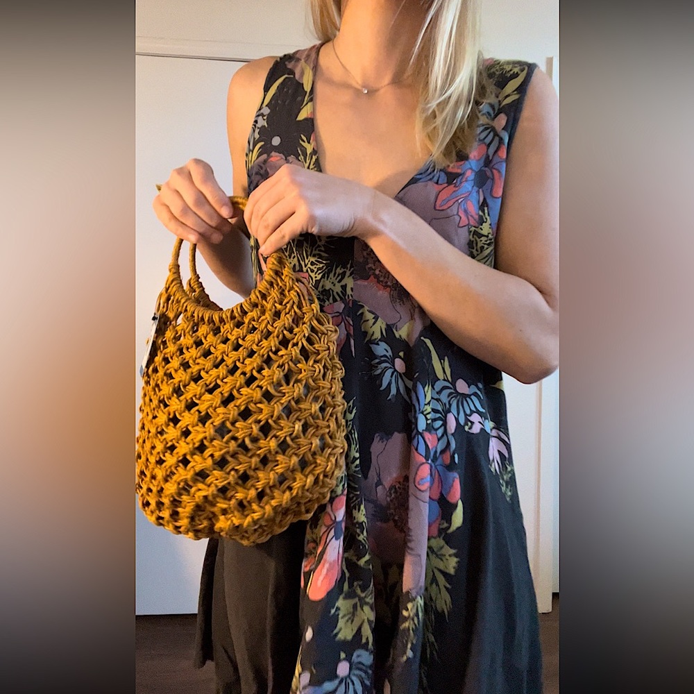 Lulus For a Walk Rust Brown Mini Woven Tote Bag